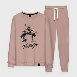 Костюм хлопковый мужской Wrestling, цвет: пыльно-розовый