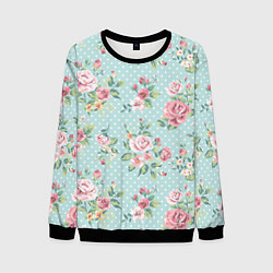 Свитшот мужской Цветы ретро 1, цвет: 3D-черный