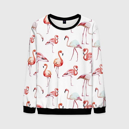 Мужской свитшот Действия фламинго / 3D-Черный – фото 1