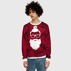 Свитшот мужской Санта хипстер, цвет: 3D-белый — фото 2