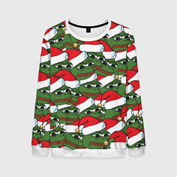 Свитшот мужской Sad frog new year, цвет: 3D-белый