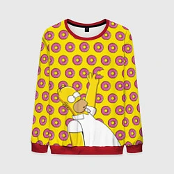 Свитшот мужской Пончики Гомера Симпсона, цвет: 3D-красный