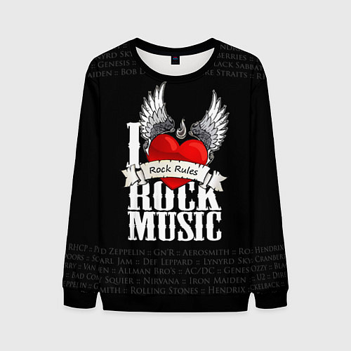 Мужской свитшот I Love Rock Music / 3D-Черный – фото 1