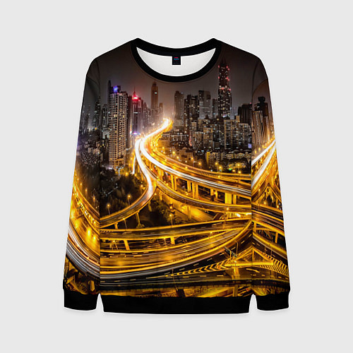 Мужской свитшот Шанхай - авторазвязка / 3D-Черный – фото 1