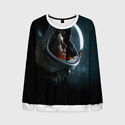 Свитшот мужской Девушка космонавт, цвет: 3D-белый