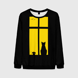 Мужской свитшот Котик в окошке