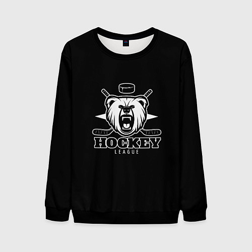 Мужской свитшот Bear hockey / 3D-Черный – фото 1