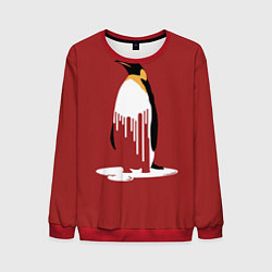 Свитшот мужской Расплавленный пингвин, цвет: 3D-красный