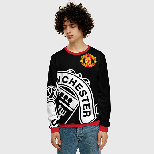 Мужской свитшот Man United: Black Collection / 3D-Красный – фото 3