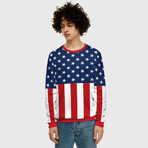 Мужской свитшот Флаг США / 3D-Красный – фото 3