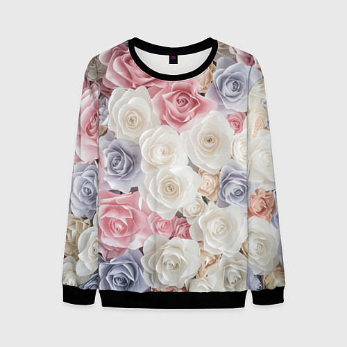 Мужской свитшот Букет из роз / 3D-Черный – фото 1