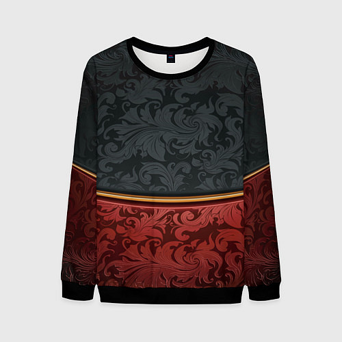 Мужской свитшот Узоры Black and Red / 3D-Черный – фото 1
