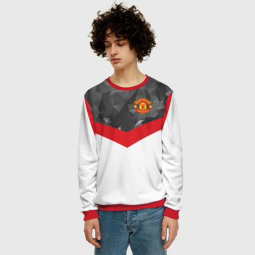 Мужской свитшот Man United FC: Grey Polygons / 3D-Красный – фото 3