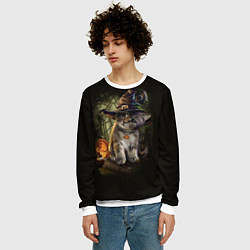 Свитшот мужской Ведьмин котенок, цвет: 3D-белый — фото 2