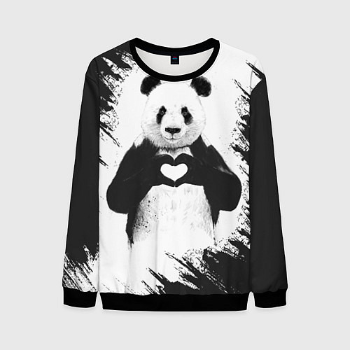 Мужской свитшот Panda Love / 3D-Черный – фото 1