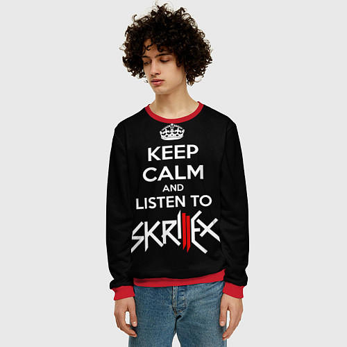 Мужской свитшот Keep Calm & Skrillex / 3D-Красный – фото 3