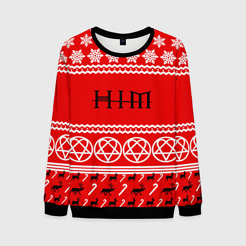 Мужской свитшот Праздничный HIM / 3D-Черный – фото 1