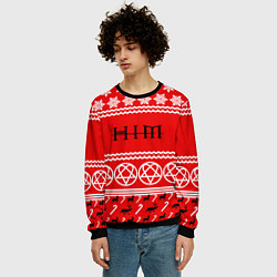 Свитшот мужской Праздничный HIM, цвет: 3D-черный — фото 2