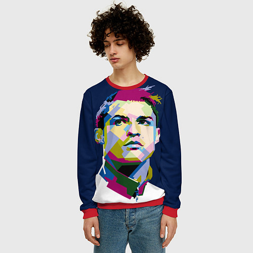 Мужской свитшот Cristiano Ronaldo Art / 3D-Красный – фото 3