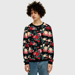 Свитшот мужской Кустовые розы, цвет: 3D-черный — фото 2