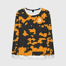 Свитшот мужской Bitcoin: Orange Camo, цвет: 3D-белый