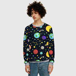 Свитшот мужской Солнечная система, цвет: 3D-меланж — фото 2
