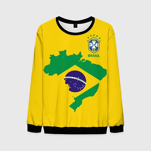 Мужской свитшот Сборная Бразилии: желтая / 3D-Черный – фото 1