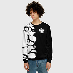 Свитшот мужской Russia: B&W Floral, цвет: 3D-черный — фото 2