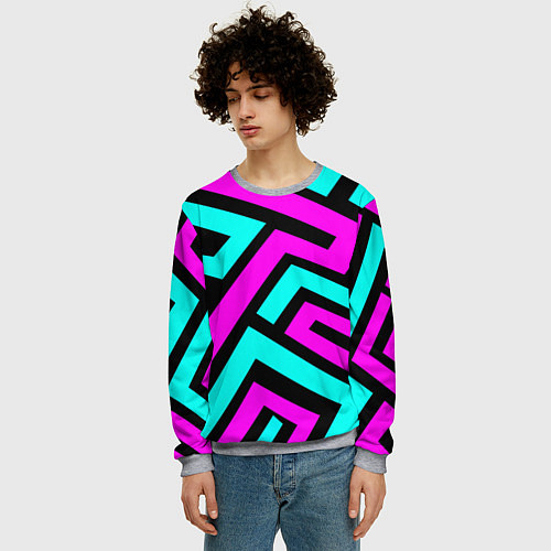 Мужской свитшот Maze: Violet & Turquoise / 3D-Меланж – фото 3