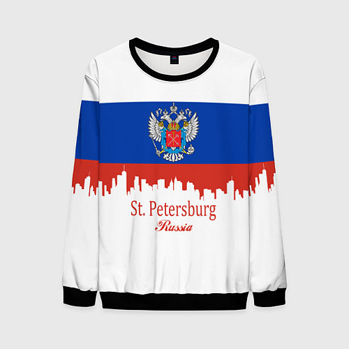 Мужской свитшот St. Petersburg: Russia / 3D-Черный – фото 1