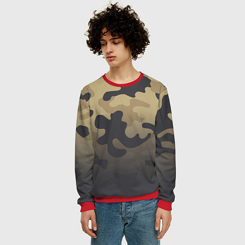 Мужской свитшот Camouflage Khaki / 3D-Красный – фото 3