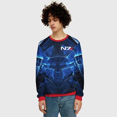 Мужской свитшот Mass Effect: Blue Armor N7 / 3D-Красный – фото 3