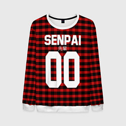 Свитшот мужской Senpai 00: Red Grid, цвет: 3D-белый