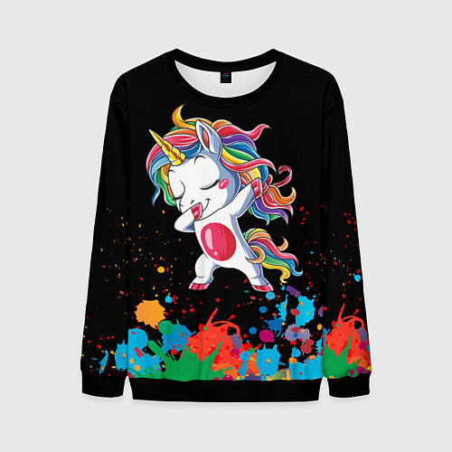 Мужской свитшот Малыш-единорог / 3D-Черный – фото 1