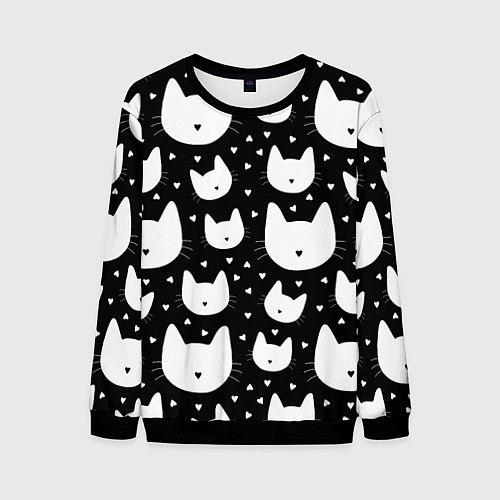 Мужской свитшот Love Cats Pattern / 3D-Черный – фото 1