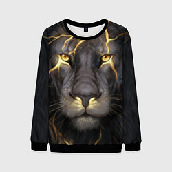 Свитшот мужской Лев с молнией, цвет: 3D-черный