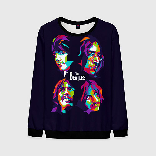 Мужской свитшот The Beatles: Art Faces / 3D-Черный – фото 1