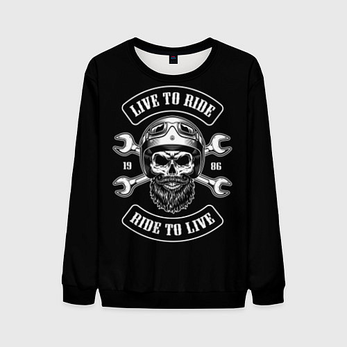 Мужской свитшот Live to ride - ride to live / 3D-Черный – фото 1