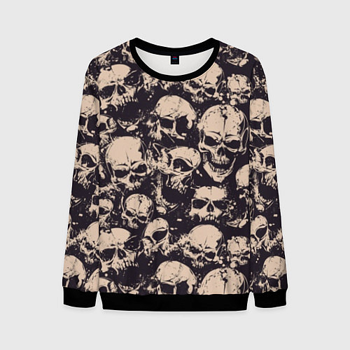 Мужской свитшот Черепа - паттерн / 3D-Черный – фото 1