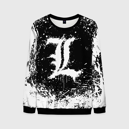 Мужской свитшот L letter кляксы / 3D-Черный – фото 1