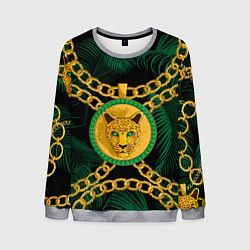 Мужской свитшот Золотой леопард и цепь