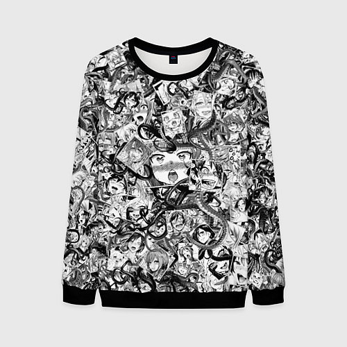 Мужской свитшот Ахегао с щупальцами / 3D-Черный – фото 1