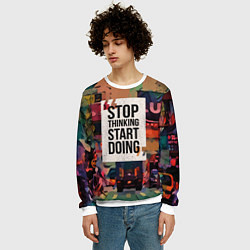 Свитшот мужской Stop thinking Start doing, цвет: 3D-белый — фото 2