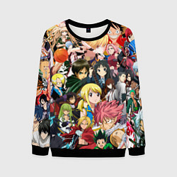 Свитшот мужской Аниме коллаж, цвет: 3D-черный