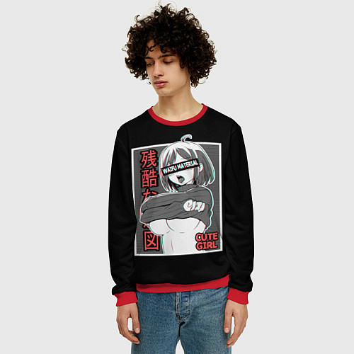 Мужской свитшот Ahegao / 3D-Красный – фото 3