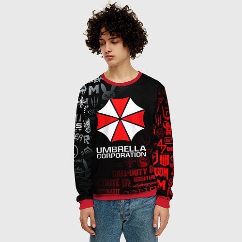 Мужской свитшот RESIDENT EVIL UMBRELLA CORP / 3D-Красный – фото 3
