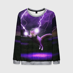 Свитшот мужской Кот и Молнии, цвет: 3D-меланж