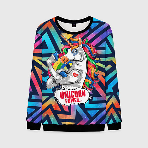 Мужской свитшот Unicorn Power Единорог / 3D-Черный – фото 1