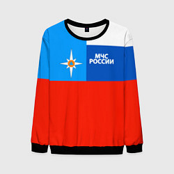 Свитшот мужской Флаг МЧС России, цвет: 3D-черный