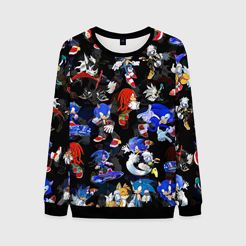 Мужской свитшот Sonic паттерн / 3D-Черный – фото 1